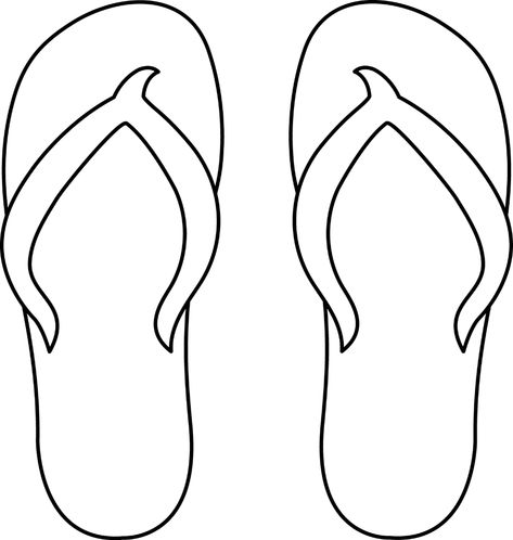 Flip Flop Coloring Template Ocean Themes, Applique Patterns, Summer Art, Dry Clay, Summer Crafts, Free Clip Art, Free Art, Beach Themes, Printable Coloring Pages