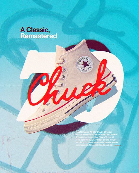 Retro advert inspired Chuck ‘70 appreciation post 👟 Graffiti C, Key Visual, Sports Graphic Design, Appreciation Post, Chuck 70, Graphic Design Resources, Converse All Star, Chucks Converse, Chuck Taylors