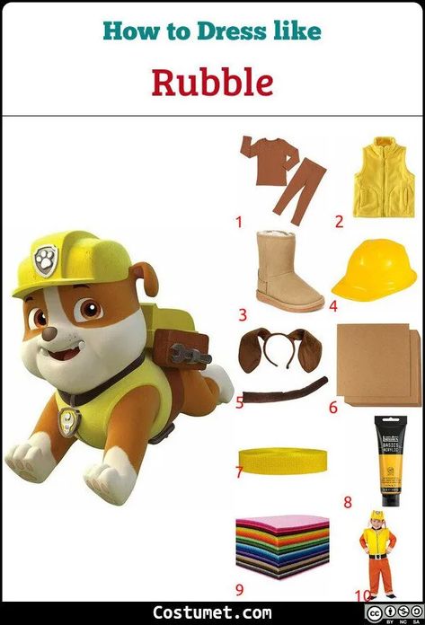 Rubble (Paw Patrol) Costume for Cosplay & Halloween 2020 Rocky Paw Patrol Costume, Rubble Paw Patrol Costume, Marshall Paw Patrol Costume, Paw Patrol Kostüm, Chase Paw Patrol Costume, Paw Patrol Halloween Costume, Paw Patrol Costume, Dog Ears Headband, Toddler Boy Halloween Costumes