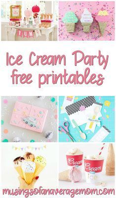 Tons of free Ice Cream  party printables! Ice Cream Party Decorations Printables, Ice Cream Party Diy Decorations, Ice Cream Sundae Party Favors, Ice Cream Truck Decorations, Ice Cream Party Printables Free, Ice Cream Diy Decorations, Free Ice Cream Printables, Ice Cream Party Printables, Ice Cream Party Bar