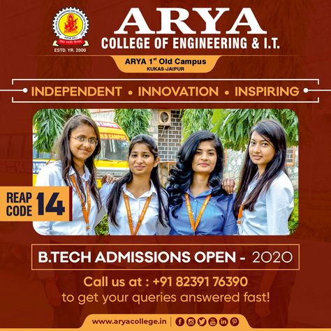 Our efforts of tailoring the students to the industry needs have started to show results and we at ACEIT are working to achieve 100% success rate by constant interaction with the industry.  For any admission or online counselling related issue, feel free to contact us. +91 8239176390  #admissionsopen #admissionsopen2020 #btechadmissions #aryacollege #arya1stoldcampus #aceit #btechcollege #engineering #jaipur #artificialintelligence #datascience #engineeringcourses Engineering College Admission Poster, College Admission Poster, Engineering College, Online Counseling, Engineering Courses, College Admission, Poster Ideas, Success Rate, Data Science