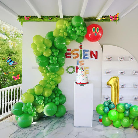 Green Caterpillar Balloon Garland Kit, 181pcs Dark Green, Light Green, Red for 1st Birthday, Baby Shower Decorations #ad #theveryhungrycaterpillar #theveryhungrycaterpillarparty #theveryhungrycaterpillarpartyideas #theveryhungrycaterpillarpartysupplies #theveryhungrycaterpililarpartytheme #theveryhungrycaterpillarbirthdayparty #theveryhungrycaterpillarballoons #firstbirthdaypartyideas #birthdaypartysupplies #birthdaypartythemes Caterpillar Balloon Arch, Balloon Arch Green, Balloon Garland Wedding, Birthday St Patricks Day, Green Caterpillar, Green Baby Shower, Kids Gift Guide, Garland Wedding, Baby Shower Balloons