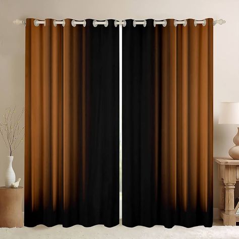 Amazon.com: Feelyou Abstract Ombre Window Curtains for Bedroom Living Room Kids Teens Brown and Black Decor Window Drapes Treatments 42W X 63L,2 Panels : Home & Kitchen Black Curtains Living Room Ideas, Copper Bedroom Decor, Black Curtains Living Room, Brown Curtains Living Room, Terracotta And Black, Color Window, Brown Curtains, Light Blocking Curtains, Brown Rooms