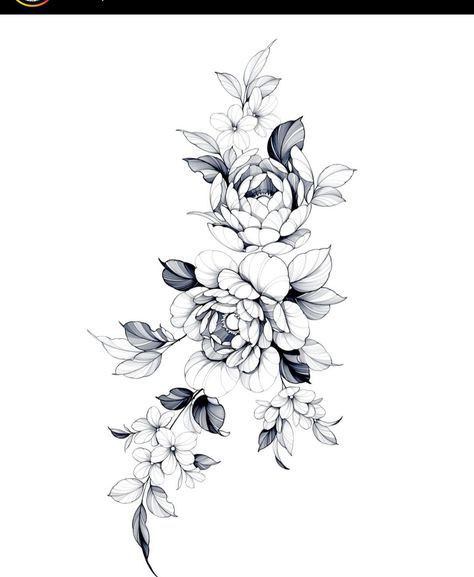 Small Flower Design, White Rose Tattoos, Flower Tattoo Drawings, Flower Line Drawings, Flower Drawing Tutorials, Cool Chest Tattoos, Plant Tattoo, Flower Outline, Rosen Tattoo