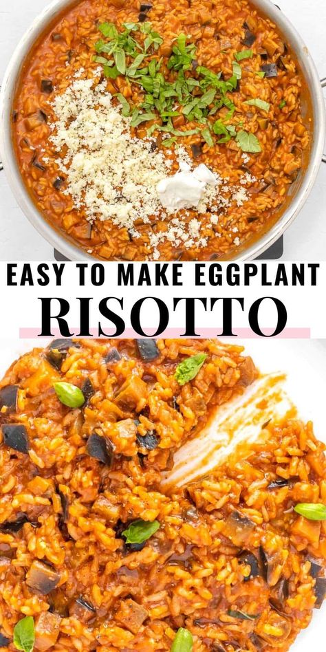 Eggplant Risotto Recipe, Eggplant Over Rice, Eggplant Fried Rice, Eggplant Rice Recipes, Eggplant And Rice, Egg Plant Dinner, Eggplant Meal Prep, Eggplant And Rice Recipes, Eggplant Easy Recipe