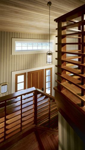 Fine Woodwork 1x6 Horizontal Railing Idea Wood Railings For Stairs, Clay Mation, Modern Stair Railing, Interior Railings, Wood Handrail, Staircase Railing Design, Wood Railing, Stair Railing Design, Wood Staircase