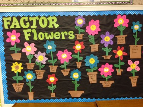 Factor Flower Craftivity, an education post from the blog Apples and ABC's, written by Michelle Griffo on Bloglovin’ Multiplication Bulletin Board, Math Boggle, Flower Bulletin Boards, Math Is Everywhere, Math Bulletin Boards, Grade 6 Math, Play Math, Creative Math, Spring Bulletin Boards