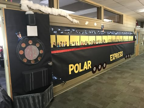 Polar Express Hallway, Polar Express Door, Polar Express Ideas, Polar Express Day, Polar Express Christmas Party, Polar Express Theme, Christmas Cubicle Decorations, Christmas Competition, Christmas Hallway