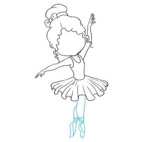 How to Draw Ballerina: Step 8 How To Draw Ballerina, Draw Ballerina, Draw A Ballerina, Ballerina Cartoon, Dance Coloring Pages, Drawings To Trace, Dancer Drawing, Ballerina Drawing, Blending Colored Pencils