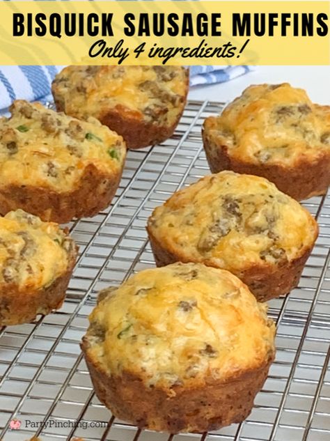 Breakfast Mini Muffins, Bisquick Sausage Muffins, Sausage Cheese Muffins, Sausage Breakfast Muffins, Breakfast Mini, Resep Muffin, Cheddar Muffins, Sausage Muffins, Baked Breakfast