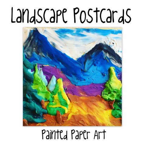 Painted Paper Art - mini masterpieces of art for kids Painted Paper Art, Clay Painting, Summer Art Projects, Landscape Model, Layered Art, Art Camp, Art Therapy Activities, Middle School Art, Modeling Clay