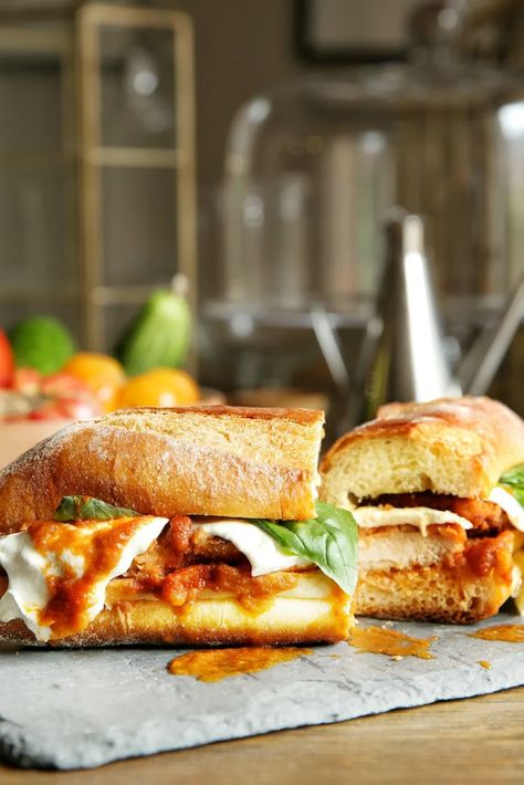 Chicken Parm Sub Recipe Comfort Sandwiches, Parmesan Sandwich, Chicken Parmesan Recipe Easy, Easy Fall Dinners, Parmesan Recipes, Simple Chicken, Summer Recipes Dinner, Chicken Parm, Sandwiches For Lunch