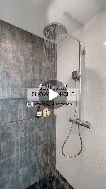 CReate Renovation & Design on Instagram: "> Full Wall Shower Niche < The ideal solution to save space and reclaim your peaceful bathroom is a tile shower niche! A great shower nook should be wide, tall, and just deep enough to hold your everyday essentials. It’s also an eye-catching design opportunity to personalize your bathroom. We love the full wall shower niche in the master bath of our Carroll Gardens project! 😍 Thinking of renovating your NYC apartment? Get in touch with us! 📧 miguel@createrenovation.com walk-in shower | shower niche | shower nook | bathroom renovation | bathroom remodel ______________________________________ #CreateRenovation #CreateRenovationDesign #designcreaterenovatenyc #nkba #bathroomrenovation #bathreno #bathroomremodel #bathroomdesign #subwaytile #sho Shower Wall Niche Ideas, Bathroom Shower Niche Ideas, Niche Design Wall Bathroom, Bathroom Niche Design, Niche Design Wall, Shower Nook, Wall Niche Ideas, Peaceful Bathroom, Tile Shower Niche