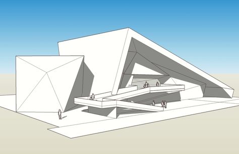 Pyramid Architecture Design, Triangles In Architecture, Triangle Architecture Concept, Museum Architecture Concept Ideas, Triangular Building, Triangular Architecture, Triangle Building, Angular Architecture, Grid Architecture