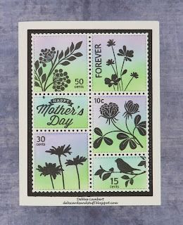 Debbies Creations: Postage Stamp Mothers Day card Postage Stamp Die Cards, Postage Stamp Cards, Collage Silhouette, Gina K Cards, Postage Stamp Design, Distress Markers, Silhouette Cards, Gina K Designs, Crazy Bird