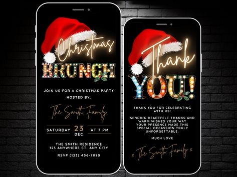 Digital Christmas Brunch Invitation Red Neon, Marquee Lights Christmas Brunch Invite, Editable Rustic Festive Evite, Christmas Lunch Dinner Drinks Invitation, Neon Rouge, Red Neon, Christmas Lunch, Marquee Lights, Brunch Invitations, Christmas Brunch, Holiday Mood, Facebook Event