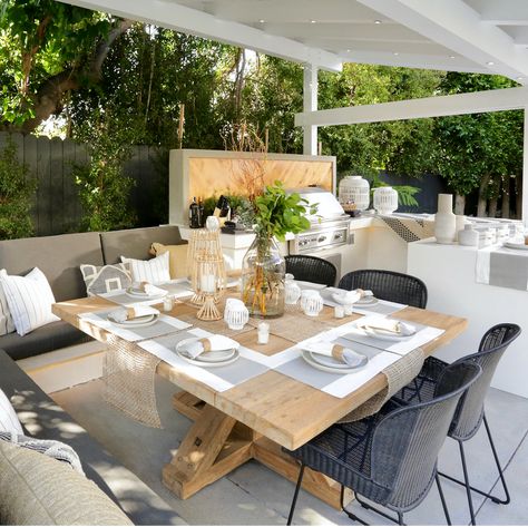 HGTV's Christina Anstead Reveals Photos of Her California Backyard Christina Anstead, California Backyard, Resin Patio Furniture, Bbq Island, House Backyard, Backyard Furniture, Patio Decorating Ideas On A Budget, Backyard Makeover, Outdoor Dining Area