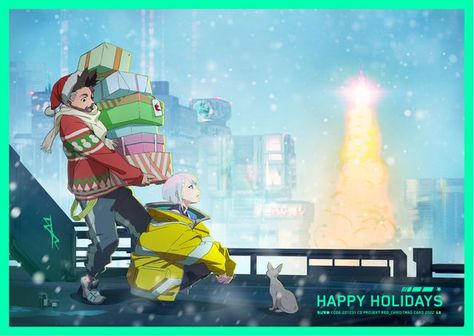 Cyberpunk Christmas, Red Christmas Card, Lucy Cyberpunk, Studio Trigger, Cyberpunk Edgerunners, Cyberpunk Anime, Witch Academia, Cyberpunk Art, Cyberpunk 2077