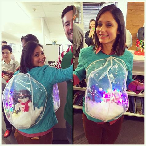 Go the extra mile with a sweater that actually lights up like this snow globe DIY. Easy Ugly Christmas Sweater, Homemade Ugly Christmas Sweater, Ugly Christmas Sweater Diy Funny, Ugly Christmas Sweater Outfit, Ugly Christmas Sweater Contest, Diy Christmas Sweater, Christmas Sweater Outfits, Ugly Christmas Sweater Couples, Best Ugly Christmas Sweater