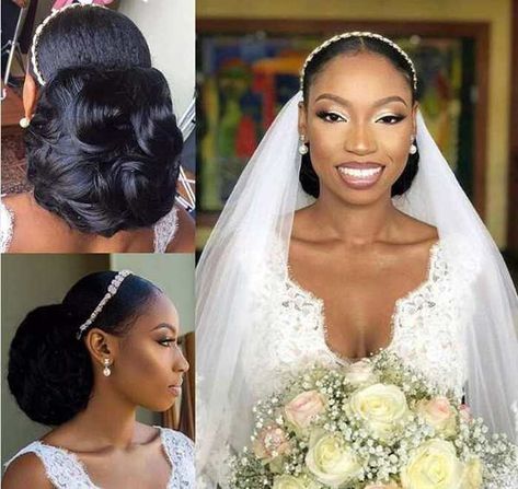 5 Beautiful Bridal Natural Hairstyles: Ideas for Nigerian White Wedding Hair - NaijaGlamWedding Natural Updo Hairstyles Wedding, African Wedding Hairstyles Natural, Nigerian White Wedding, Bridal Natural Hairstyles, Coily Natural Hair, Natural Hair Wedding, Hairstyles For Gowns, Rock Your Hair, Long Bridal Hair