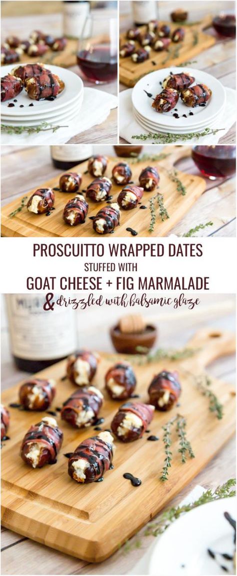 Prosciutto Wrapped Dates | Murphy-Goode Winery Figs Goat Cheese Prosciutto, Goat Cheese Dates Prosciutto, Figs With Goat Cheese And Prosciutto, Procuitto Wrapped Dates, Fig Marmalade Recipes, Goat Cheese Stuffed Dates Prosciutto, Prosciutto Wrapped Boursin Cheese, Figs And Prosciutto, Prosciutto Wrapped Figs