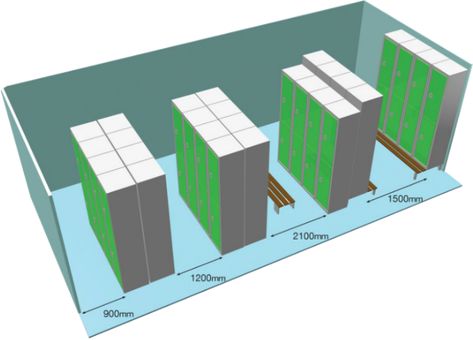 Locker Room Design, Layout Dimensions & Floor Plan | Nisbets Articles Locker Room Design, Metal Cabinets, Home Lockers, Room Drawing, Office Lockers, Gym Facilities, Kitchen Utensils And Equipment, School Locker, Room Gym