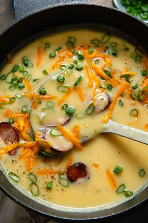 Pork Loin Soup, Polish Sausage Soup, Sausage Chowder, Kielbasa Recipe, Kielbasa Soup, Meat And Potatoes Recipes, Salmon Chowder, Soups And Chilis, Sausage Soup Recipes