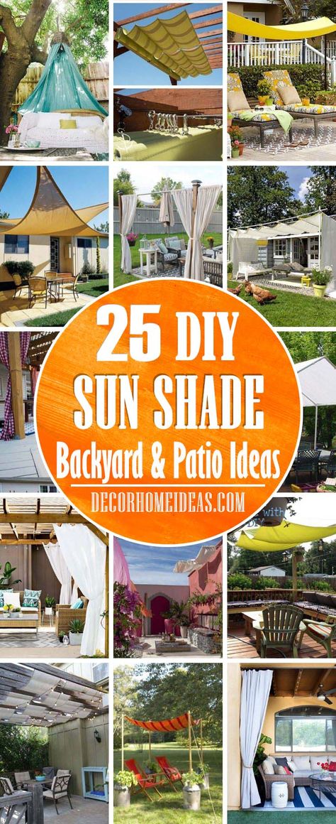 Diy Sunshade For Deck, Backyard Patio Sunshades, Sunshade Patio Ideas, Outdoor Sail Shade Ideas, Patio Sail Shade Ideas, Diy Sun Shade For Patio, Sail Shade Post Ideas, Sail Shades For Patio, Sunshade Ideas Outdoor Spaces