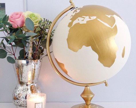 Globe Picture, Wedding Guest Book Table, Wedding Day Wishes, Wedding Guest Signing, Globe Crafts, Painted Globe, Globe Art, Guest Book Table, World Globes