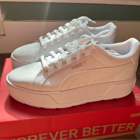 White platform Puma Karmen L Women’s Sneakers US 8.5 Platform Puma, Puma White Sneakers, White Platform, Puma Shoes, White Sneakers, Something New, Sneakers, Fashion Design, Fashion Tips