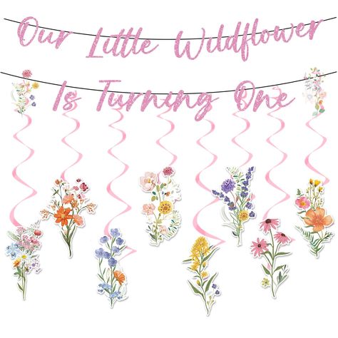 PRICES MAY VARY. What You Get: You will receive a wildflower themed baby 1st birthday decoration set, including 2 pieces of "Our Little Wildflower is Turning One" banner, 8 pieces of wildflower print hanging swirl decorations, 10 pieces in total! The wildflower themed decorations set creates a warm and wonderful party atmosphere, perfect for celebrating your baby's first birthday! Warm Design: This wildflower themed birthday party decoration is very warm and inviting, with a banner that reads "O First Birthday Floral Theme, Flowers First Birthday Party, Wildflower One Birthday Party, One Little Wildflower Birthday, Wildflower One Birthday Party Girls Diy, First Birthday Wildflower Theme, Our Wildflower Is Turning One, Wild One Wildflower Birthday, Wildflower Birthday Party Decor