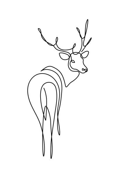 Deer Antler Tattoo, Deer Outline, Antler Tattoo, Flower Vector Art, Wildlife Tattoo, Peony Drawing, Line Art Tattoo, Deer Tattoo, Line Art Drawing