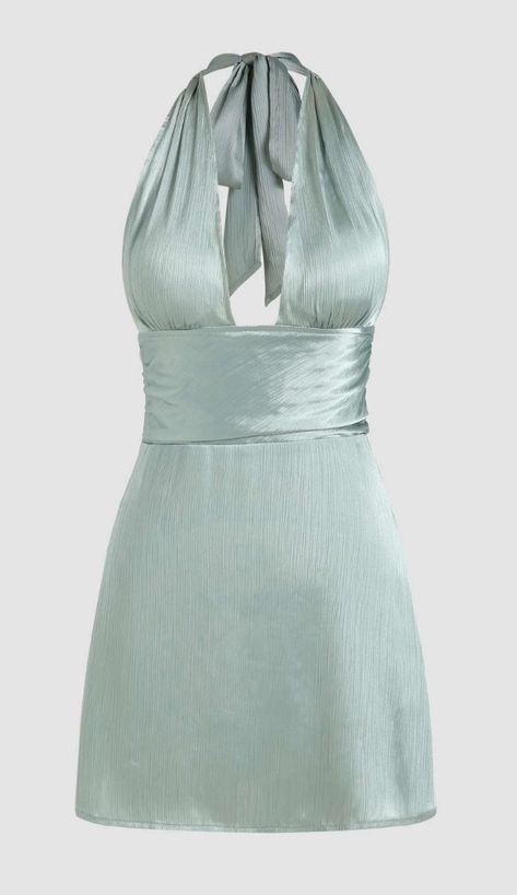 Cider Dresses, Dress Png, Deep Plunge, Green Mini Dress, Halter Mini Dress, Hoco Dresses, Fancy Outfits, Fancy Dresses, Dream Dress