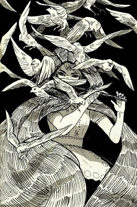 Music Witch, Arte Inspo, Art Et Illustration, Arte Fantasy, Ink Illustrations, Fantasy Illustration, Art And Illustration, Illustration Inspiration, Ink Art