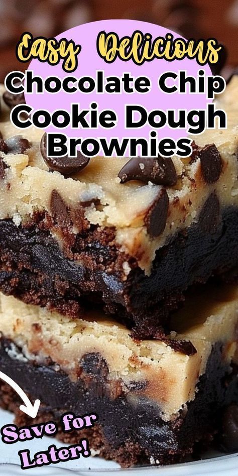 Indulge in our homemade Chocolate Chip Cookie Dough Brownies, blending the richness of brownies with the creamy texture of cookie dough, packed with chocolate chips for a double dose of decadence. Perfect for dessert lovers! Chocolate Chip And Brownie Bars, Cookie Dough Brownies Recipe, Chocolate Chip Brownie Cookies, Homemade Chocolate Chip Cookie Dough, Brownie Chocolate Chip Cookie, Chocolate Chip Cookie Dough Recipe, Chocolate Chip Cookie Dough Brownies, Cookie Dough Desserts, Cookie Dough Brownies