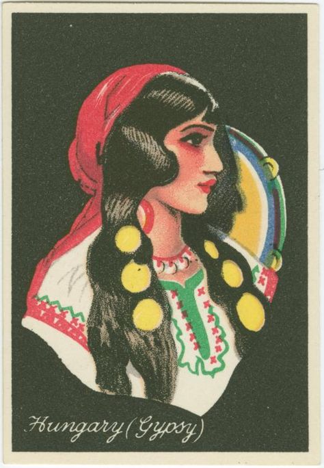 Romani Art, Hungarian Tattoo, Digital Gallery, Postal Vintage, Digital Archives, Tambourine, Eastern European, Vintage Tattoo, New York Public Library