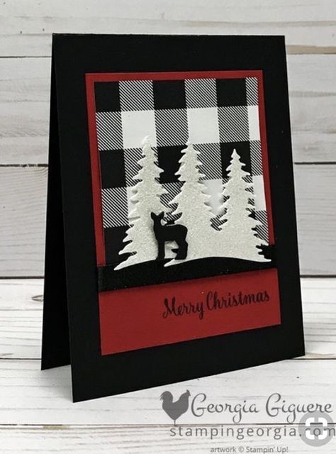 Buffalo Plaid Christmas Cards, Happy Greetings, St Luke, Black And White Christmas, Card Stamping, Tag Ideas, Christmas Carols, Homemade Christmas Cards, Stampin Up Christmas Cards