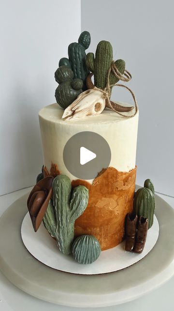 Southwestern Cake Ideas, Cowboy Themed Cake, Wild West Cake, Western Cake Ideas, Mixed Berry Filling, Western Cake, Cowboy Birthday Cakes, Cowgirl Cake, Berry Filling