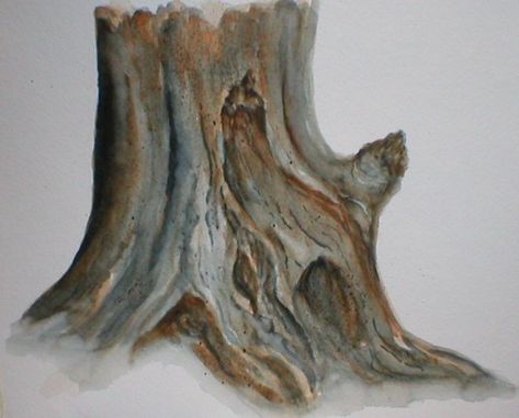 lesson4 tree stump | art class...variegated wash, drybrush, … | Flickr Tree Trunk Drawing, Tree Painting Easy, Handmade Wallpaper, Tree Stumps, Observational Drawing, Painting Easy, Watercolor Tree, Watercolor Ideas, Sea Painting