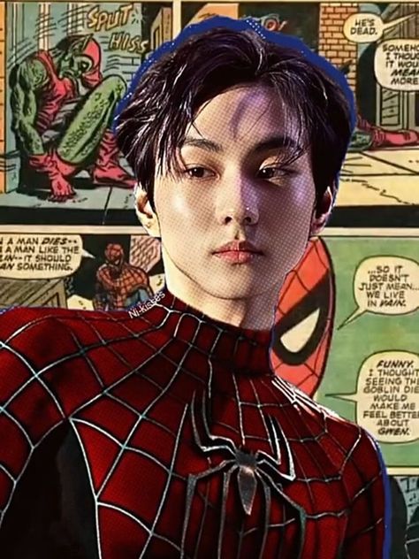 Jungwon Boyfriend, Sunoo Edit, Spiderman Edit, Cute Superhero, Spiderman Outfit, Hee Man, Spider Man No Way Home, Instagram Funny Videos, Kpop Entertainment