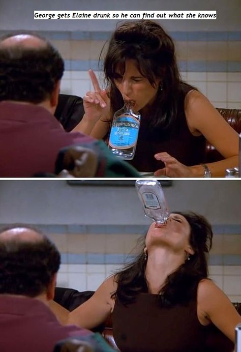 George gets Elaine drunk to find out a secret (The Betrayal) Seinfeld Funny, Seinfeld Quotes, Elaine Benes, Julia Louis Dreyfus, Seinfeld, Tv Characters, Best Shows Ever, How I Feel, Best Tv