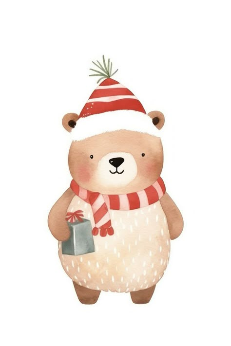 Bear christmas snowman cartoon. AI generated Image by rawpixel. | free image by rawpixel.com / Makornkan m Christmas Teddy Bear Drawing, Christmas Bear Drawing, Christmas Animals Drawing, Christmas Animals Illustration, Christmas Bento, Teddy Bear Drawing, Snowman Cartoon, Kids Door Signs, Bear Watercolor