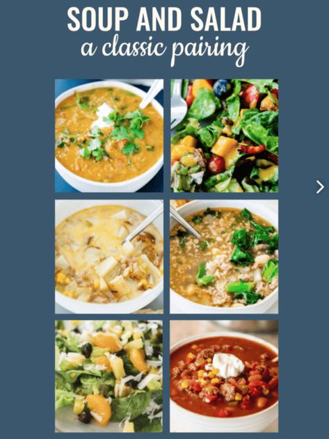 Healthy Soup And Salad Combos, Salad Lunch Recipes, Salad Combos, Soup And Salad Combo, Easy Soup Recipes Healthy, Spicy Chili Recipe, Salad Menu, Salad Recipes Lunch, Best Soup