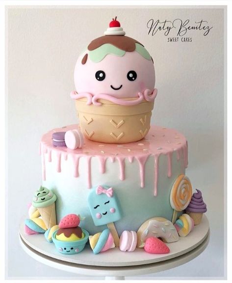 Ice Cream Birthday Party Theme, Candyland Cake, Ice Cream Birthday Cake, Candy Birthday Cakes, 6th Birthday Cakes, Unicorn Birthday Cake, Ice Cream Birthday Party, 3rd Birthday Cakes, Creative Birthday Cakes