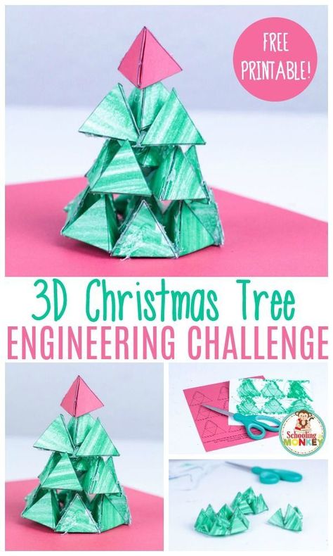 Can you make a Christmas tree from 3D paper triangles? It's a problem in paper Christmas tree engineering! A fun Christmas STEM activity for kids! Christmas Tree Stem, Christmas Stem Activities, Stem Activity For Kids, Juleverksted For Barn, Holiday Stem, Best Christmas Tree, Tree Stem, Stem Classes, Christmas Science