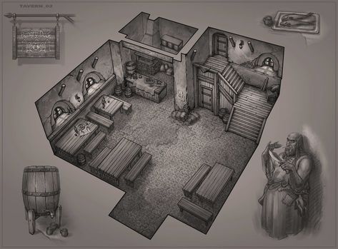 Tavern Sketch, Fairy Mural, Dwarven City, West Map, Isometric Map, Isometric Drawing, Tabletop Rpg Maps, Rpg Maps, Rpg Map