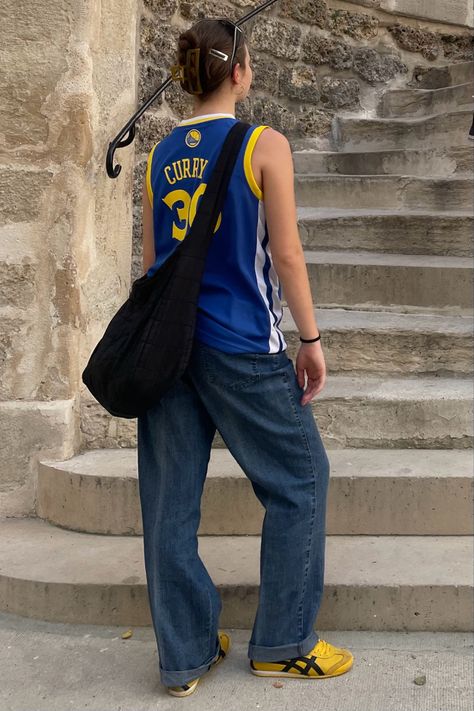 #summer #pinterest #outfit #aesthetic #photography #asics #onitsuka #paris Stargirl Fits, Onitsuka Outfit, Basketball Gf, Onitsuka Tiger Outfit, Yellow Shoes Outfit, Flat Shoes Outfit, Asics Onitsuka, Mexico 66, Yellow Fits