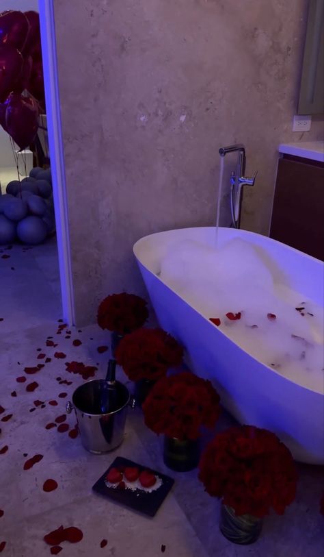 Bubble Bath Date Night, Romantic Bathtub Aesthetic, Bathtub With Rose Petals, Rose Petal Bubble Bath, Bath With Roses Aesthetic, Birthday Weekend, Asian Doll, Bubble Bath, Mood Board Inspiration