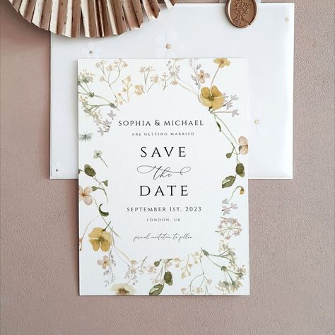 Wildflower Save The Date, Wildflower Wedding Theme, Save The Date Invite, Wedding Planner App, Floral Save The Dates, Wedding Proposals, Save The Date Templates, Save The Date Card, Wildflower Wedding