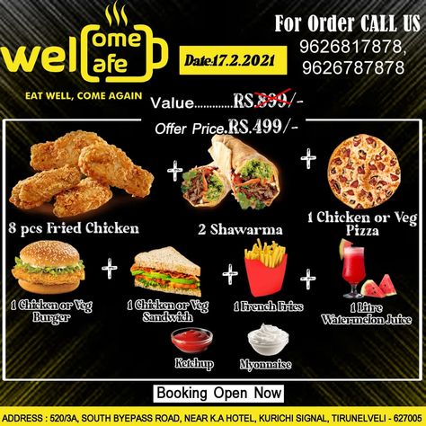 Contact us 9626787878 Combo Offers Food, Combo Offer Poster Design, Food Poster Design, Food Poster, Eating Well, Fried Chicken, Cafe, Chicken